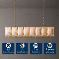 Lustre en albâtre RHOEM, lustre rectangulaire Harlow Calcite pour salon, éclairage de luxe, décoration de la maison