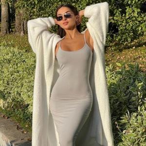 Maglia personalizzata da <span class=keywords><strong>donna</strong></span> con maglioncino <span class=keywords><strong>lungo</strong></span> oversize in maglia Fuzzy Maxi <span class=keywords><strong>Cardigan</strong></span> d'angora da <span class=keywords><strong>donna</strong></span> - Product Image 4