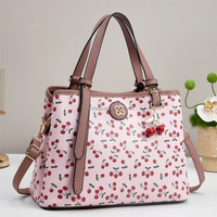 Sac à main tendance pour femme 2026, style haute couture, imprimé cerises rétro, durable, imperméable, avec fermeture éclair et bandoulière en polyester