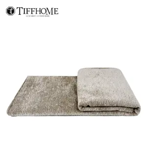 Tiff Home Wholesale Private Label 240*70cm Organic Light Coffee Color Texture Velvet Throw Blanket For Home Decor