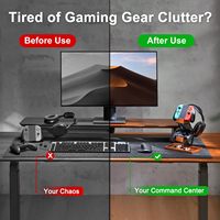 Support pour manette et casque en bois massif - Organisateur de jeu 2 en 1 pour deux manettes et casques, compatible avec toutes les consoles principales