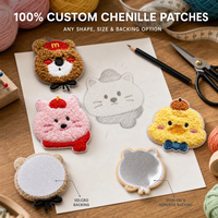 Patch brodé en chenille, motif animal de dessin animé, en tissu éponge, pour la décoration de vestes, jeans, chapeaux et vêtements