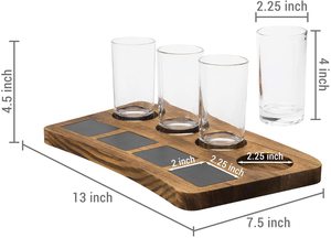 Juego de degustación de cerveza de madera marrón oscuro rústico, etiquetas de <span class=keywords><strong>pizarra</strong></span> borrables, tablero de servicio de cerveza - Product Image 5