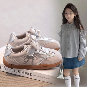Vente en gros de nouvelles baskets décontractées pour filles chaussures derby à nœud rose avec semelle marron chaussures pour enfants à la mode printemps/automne - Product Image 3