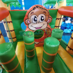 Castillo inflable con tobogán y pista de obstáculos de jungla para fiestas infantiles al aire libre, estilo zoológico. - Product Image 6