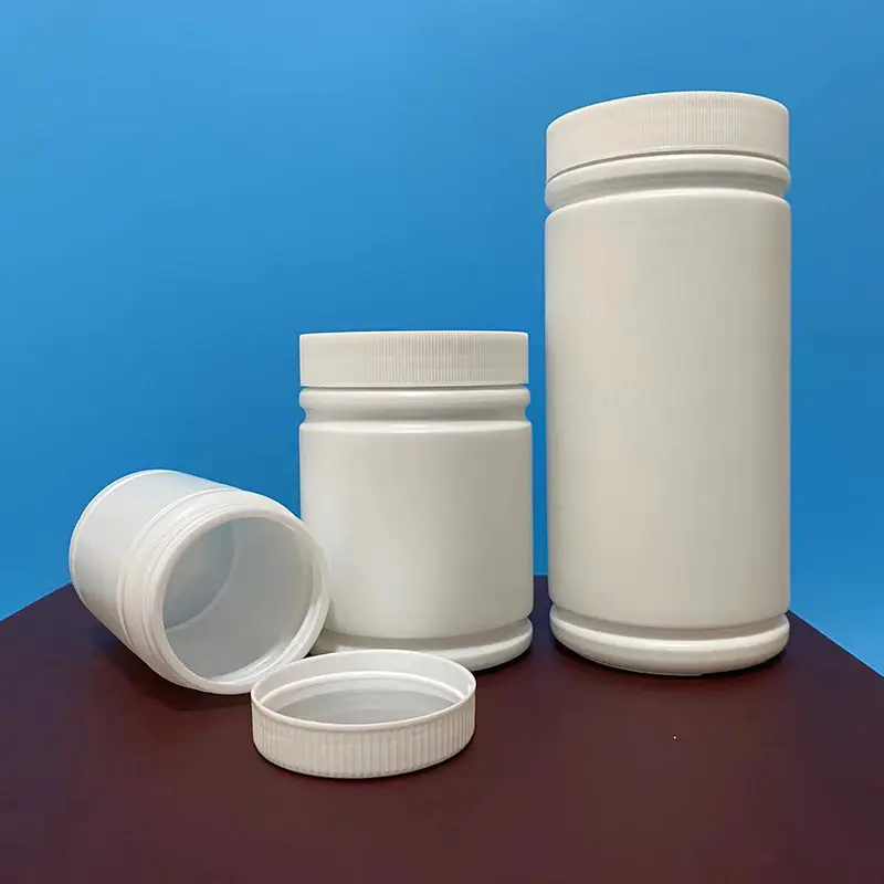 300 500 1000 ml vaso per bottiglia con giunto di bambù 500ml bottiglia per integratore proteico in polvere di plastica PE bottiglia a bocca larga