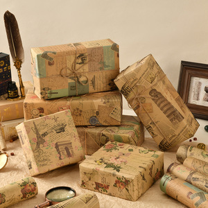 Papel de regalo de periódico inglés Retro, papel de embalaje Kraft grueso con patrón de impresión de bicicleta de torre de hierro creativo - Product Image 5