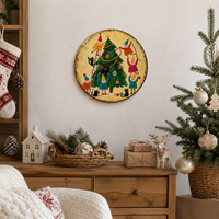 Panneau en métal vintage « Elfe de Noël et chats noirs » – Décoration murale de Noël pour la maison, le café – Vente en gros