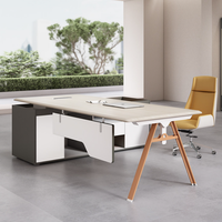 Nouvelle table de bureau en MDF en forme de L pour cadre dirigeant, design élégant, avec pieds en métal, prix avantageux