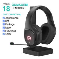 Casque de jeu sans fil ODM/OEM ZFX 2.4G+BT noir avec base de charge, trompette 50 mm, son virtuel 7.1, éclairage RVB