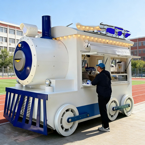 Carrito de Venta Móvil de Helados con Diseño Temático de Tren, Acero Inoxidable, 4 Ruedas, para Catering en Zonas Peatonales Urbanas - Product Image 5