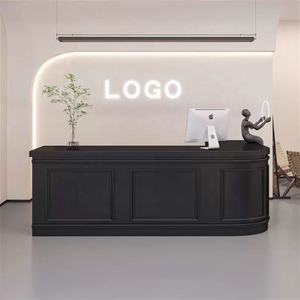 Bureau de réception LED de luxe français moderne Sincoo pour salons de beauté, salons de manucure, salons de coiffure, salons de barbier - Design en bois personnalisable - Product Image 3