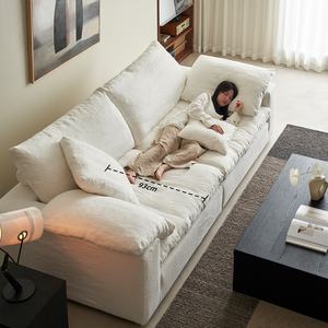 Canapé modulaire Zayshine, style nordique moderne, en lin blanc, <span class=keywords><strong>2</strong></span> places, <span class=keywords><strong>3</strong></span> places, en forme de I, pour salon, lavable, avec garnissage en plumes, pour appartement, villa, canapé nuage - Product Image 3