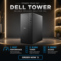 Nueva Computadora de Escritorio Dell ECT1250 AI Tower, Intel Core Ultra 7 265, 16GB DDR5 RAM, 512GB NVMe SSD HDD, PC para Negocios y Oficina, en Stock