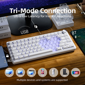 <span class=keywords><strong>Clavier</strong></span> de jeu mécanique XVX M75 Lumina Tri-Mode 75% avec rétroéclairage RVB, <span class=keywords><strong>clavier</strong></span> blanc en forme de cœur, cadeau pour la Saint-Valentin - Product Image 2