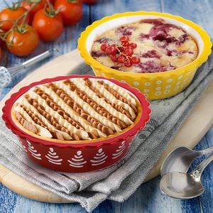 4 packs de mini-moule à tarte en céramique florale colorée de <span class=keywords><strong>6</strong></span> pouces à bord cannelé pour les bonbons et la pâtisserie. - Product Image 4