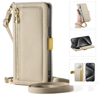 Étui en cuir avec cordon et fermeture éclair pour Samsung Galaxy S25 Ultra S24 Plus S23 FE A16 A26 A36 A56 5G, bandoulière, housse pour femme
