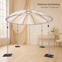 Support de toile de fond en forme de champignon de 3 m de diamètre, 4 montants, 8 anneaux sectionnels, 8 barres de support réglables, pour événements et mariages, OEM ODM