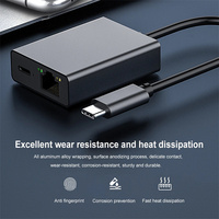 Adaptateur USB Type-C vers Ethernet, carte réseau Type C vers RJ45, adaptateur LAN 100/1000 Mbps, câble Internet LAN pour téléphone portable, ordinateur portable