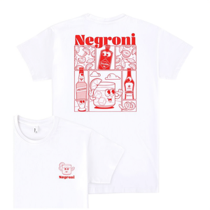 Negroni T-Shirt White Red <b>Print</b> <b>Cocktail</b> Design Unisex Adult Size - Product Image 2