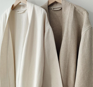 High Quality <strong>Waffle</strong> Linen Stonewashed 100% Pure Linen Pajama <strong>Robe</strong> with Pockets Simple Casual Style Bath <strong>Robe</strong> - Product Image 4