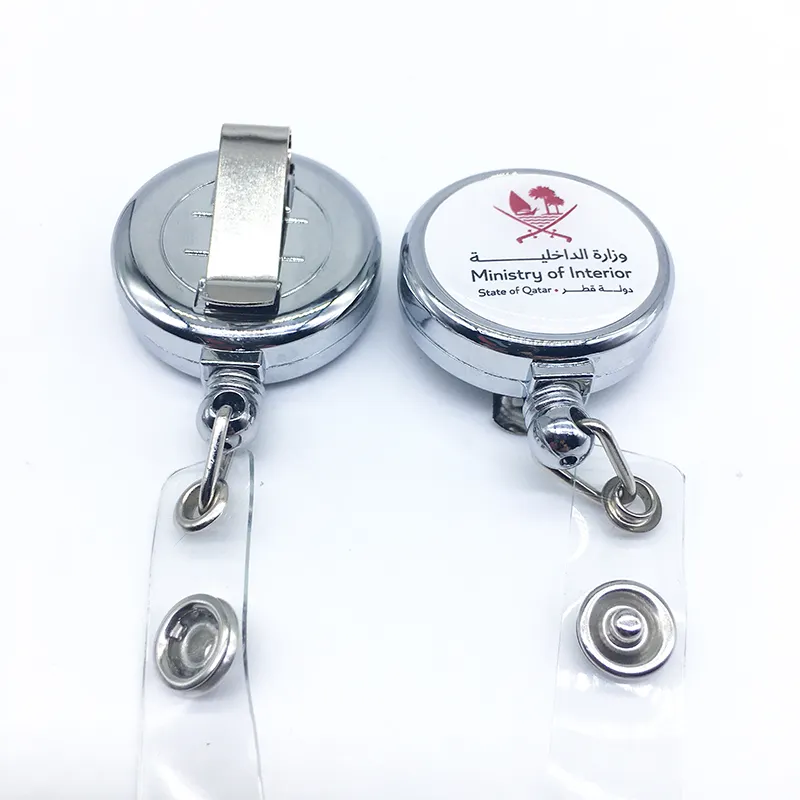 Metal pull reel keychain retractable metal Badge reel Name ID badge holder with Belt Clip