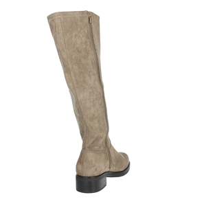 Botas Altas hasta la Rodilla para Mujer, Color Taupe, Gamuza, Tacón Bajo, Botas de Moda - Product Image 3