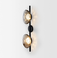 Applique murale moderne de luxe en verre avec abat-jour ambre doré, structure en fer, éclairage LED pour la maison, le bureau, l'hôtel, 220V, intérieur