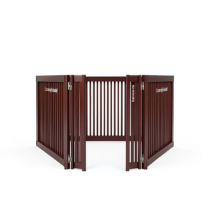 Puerta Plegable Ajustable de 3 Paneles de Madera para Mascotas, Color Cerezo, Uso Interior y Exterior, Estilo Moderno - Product Image 1
