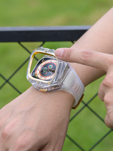 Sang Trọng Sông Băng Rõ Ràng Trường Hợp Mod Kit Cho Iwatch Loạt Siêu 3 2 <span class=keywords><strong>1</strong></span> Trong Suốt Trường Hợp Đối Với Apple Đồng Hồ Siêu 49Mm Mod Kit Ban Nhạc Đồng Hồ - Product Image 4