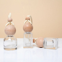 Bouteille en verre pour aromathérapie automobile avec bouchon à vis en bois, flacon de parfum vide pour l'intérieur de la voiture et diffuseur à bâtonnets