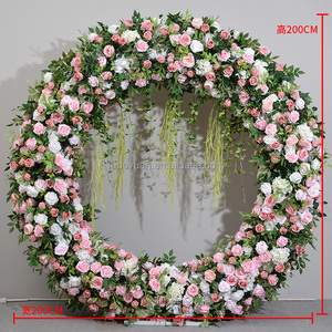 F404 decorazione di seta rosa <span class=keywords><strong>fiori</strong></span> artificiali fila scenografia sfondo cerchio tondo arco nuziale <span class=keywords><strong>fiori</strong></span> <span class=keywords><strong>con</strong></span> <span class=keywords><strong>fiori</strong></span> floreali - Product Image 4