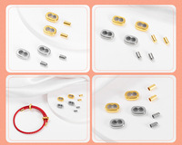 Lot de 4 accessoires en gros : 8 modèles de fermoirs de bracelet, boucles nez de cochon, et couvercles de sertissage en acier inoxydable pour fermoirs de collier
