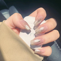 Faux ongles en acrylique faits à la main, 10 pièces, avec finition gel, longue durée, amovibles, faux ongles artificiels