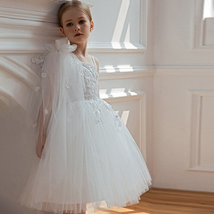 Ultimo Design monospalla corpetto floreale in pizzo nuziale piccola damigella d'onore <span class=keywords><strong>per</strong></span> bambini bianco fiore ragazze <span class=keywords><strong>abiti</strong></span> <span class=keywords><strong>da</strong></span> festa - Product Image 4