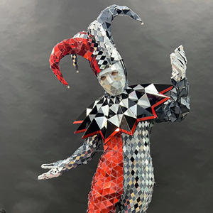Disfraz de payaso con espejo, traje de bufón con lentejuelas reflectantes de cuerpo completo, disfraz de payaso con espejo para adultos, actuación de fiesta - Product Image 1