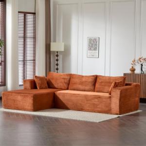 Compression Sectional Convertible Set Comfy Chaise Boneless Square Shape <b>Sofa</b> Deep Seat Minimalist Modular <b>Sleeper</b> Living Room - Product Image 4