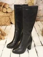 Individuelles Logo Damen Overknee-Plateaustiefel Stretch Schwarz Oberschenkelhohe Stiefel mit Blockabsatz PU-Leder Seitenreißverschluss Großhandel
