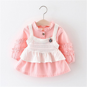 Vestidos de Princesa de Manga Larga Color Rosa con Estampado de Primavera para Niñas, Disfraces de Boda para Niños, Venta al por Mayor - Product Image 2