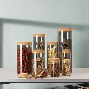Modern Kitchen Borosilicate Glass Jar Cork Lid <b>Stackable</b> Airtight <b>Food</b> <b>Storage</b> <b>Containers</b> Handmade Ecofriendly Microwavable Heat - Product Image 3