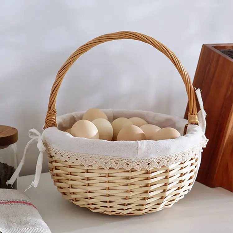 New Trend Wicker Aufbewahrung skorb Handarbeit Griff Korb im Freien Umwelt freundlicher Picknick korb für Lebensmittel Früchte