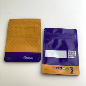 Sacs en Mylar plats personnalisés fabriqués en Chine, 1,5 gramme, pour bonbons gélifiés comestibles, emballage hermétique avec fermeture éclair et encoches de déchirement - Product Image 2