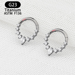 Anneau de nez en titane G23 8 mm, design à pointe avec zircon blanc, bijoux de piercing pour usage quotidien - Product Image 3