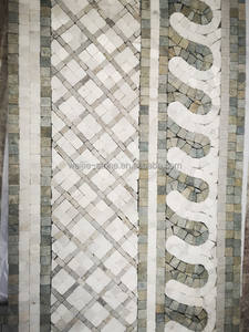 Bordure en pierre Mozaico de décoration de sol, bordure en pierre de marbre faite à la main, bordure en mosaïque de marbre - Product Image 3