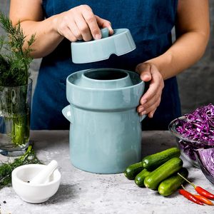 <span class=keywords><strong>Pot</strong></span> de Fermentation en Céramique pour <span class=keywords><strong>Choucroute</strong></span> et Kimchi, avec 2 Poids en Céramique Émaillée, Capacité 2L, Compatible Lave-Vaisselle, Rangement de Cuisine - Product Image 5