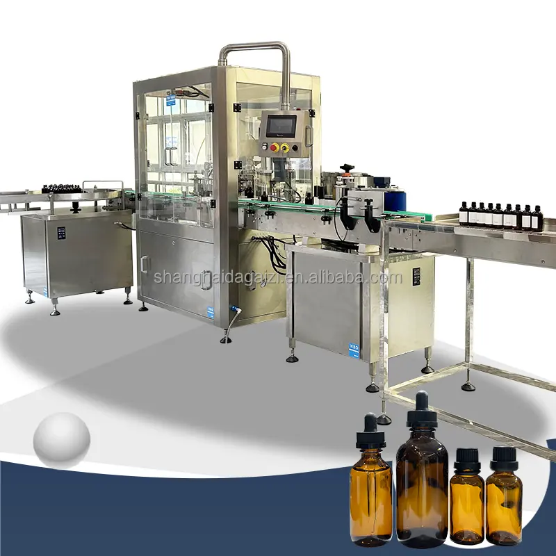 Automatic Essential Oil Boston Bottle Filling Capping and Labeling Line Machine