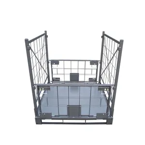 1150x1150x1150mm entrepôt robuste pliant rouleau palette conteneur Cage de stockage avec roues