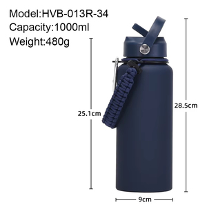 Bouteille d'eau en acier inoxydable de grande capacité avec corde tressée et paille isolée pour hommes et femmes Sports de plein air Tasse à boire - Product Image 6