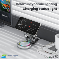 Support de chargeur sans fil magnétique 3-en-1 pliable et flexible, 15W, charge rapide, station de charge sans fil de bureau en ABS, vente chaude