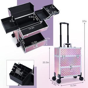 Étui à ongles roulant à roulettes <span class=keywords><strong>manucure</strong></span> mallette de rangement organisateur de vernis chariot de maquillage professionnel pour Studio ou ongles de voyage - Product Image 4